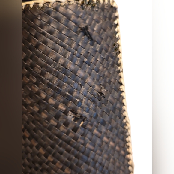 Morgan & Clyde Handmade In Java Woven Tote Bag With Flower Detail 13h"x11w"x6" - Picture 4 of 10